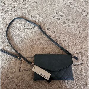 Isabelle Quilted Crossbody Purse Denim Blue Faux Leather bag